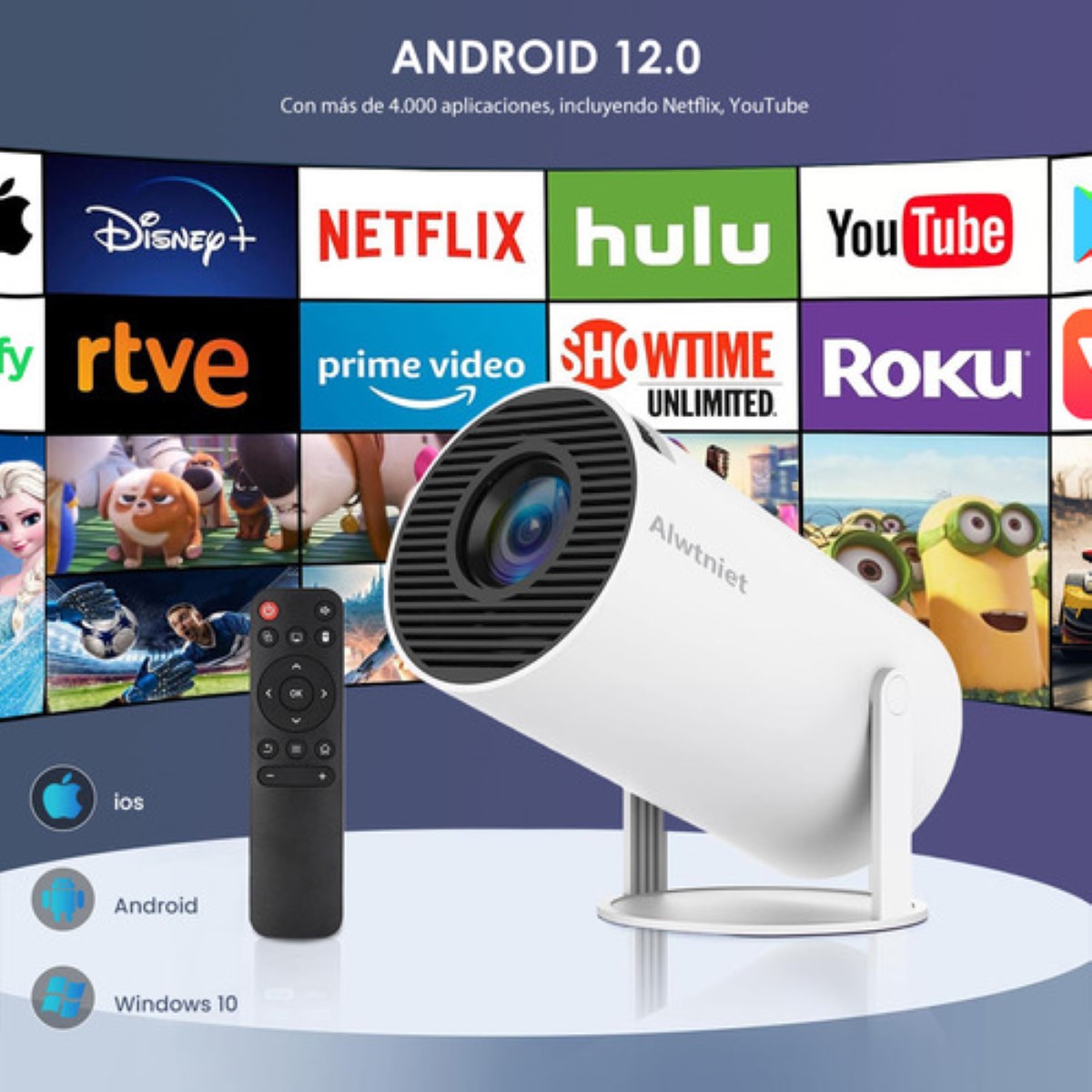 Proyector Profesional Vegoos Android Wifi Led 1080p 6000 Lm Color Blanco