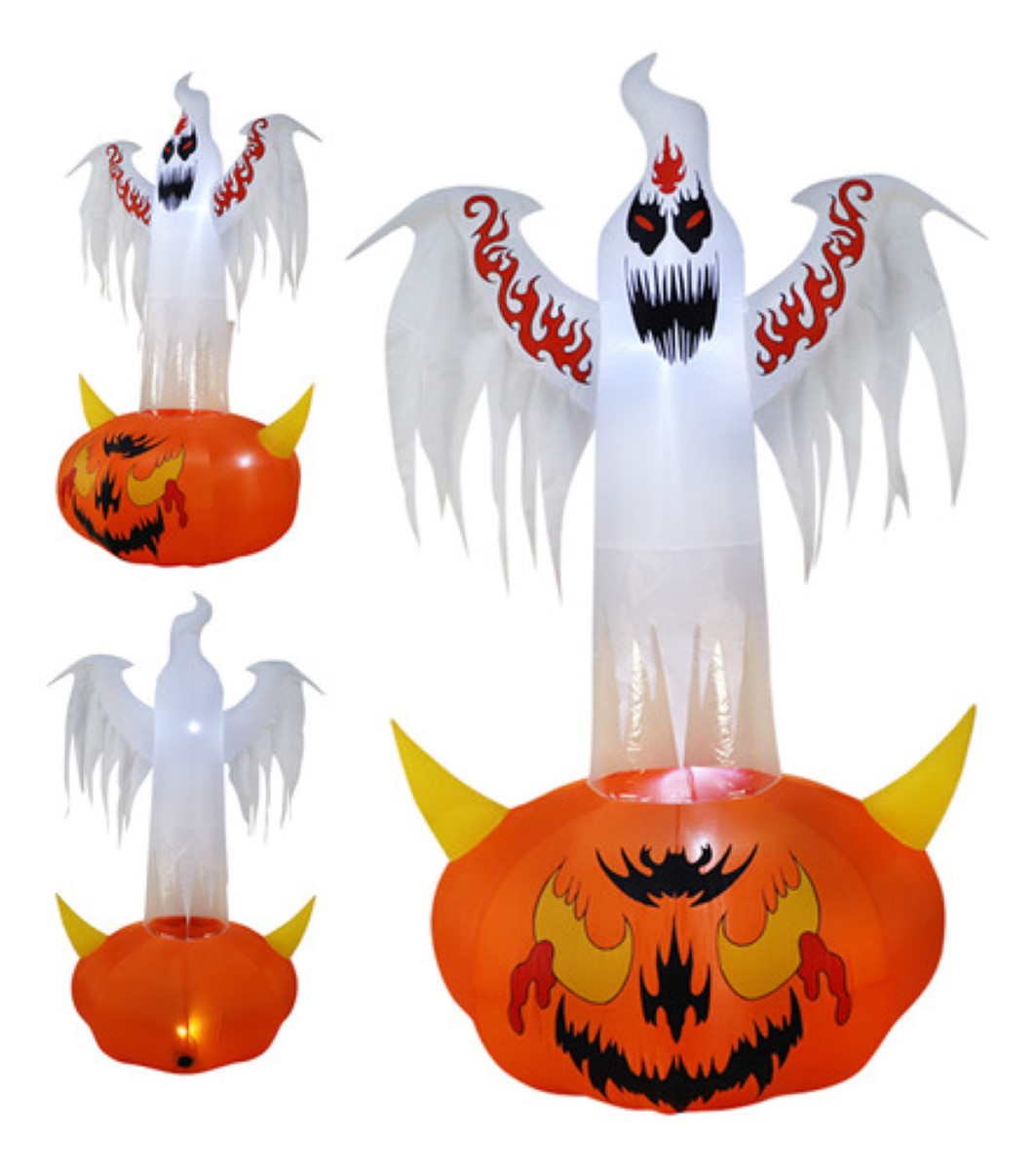 2.4m Halloween Inflable Decorar Calabaza Fantasma Blanco Led 