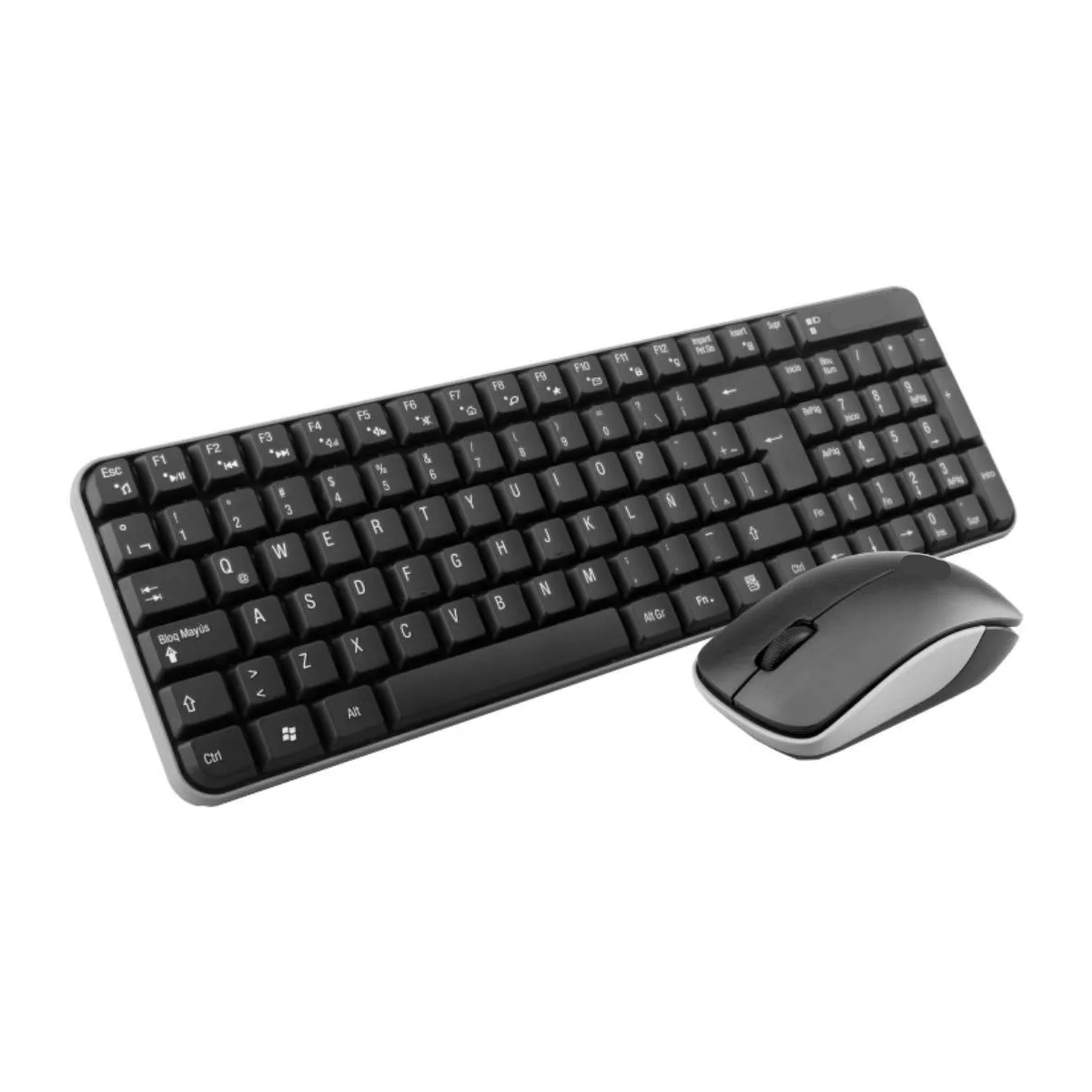 Kit de teclado y mouse inalámbrico Ghia GT4000NA Español de color negro y gris