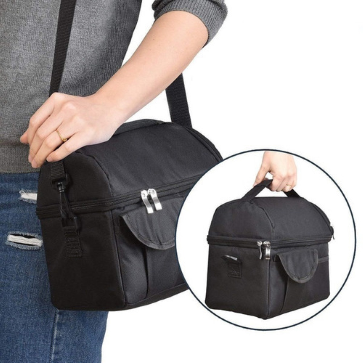 Bolsa De Almuerzo Lonchera Térmica Para Hombre O Mujer Negro