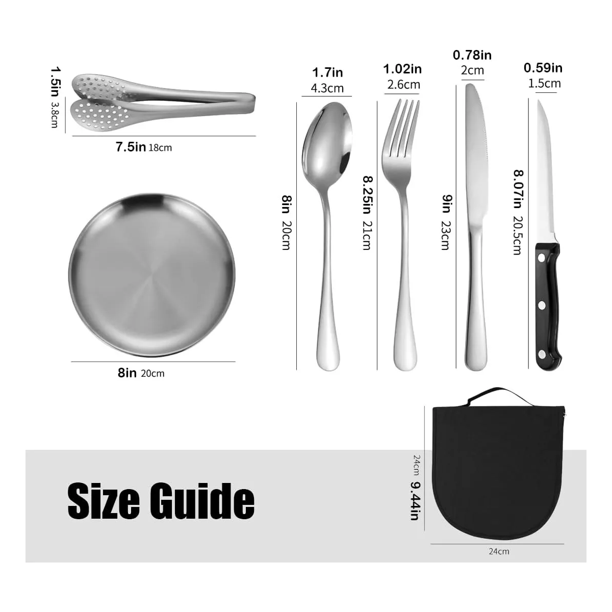 Juego De Cubiertos Camping Picnic Con Platos Portátil 10pzs