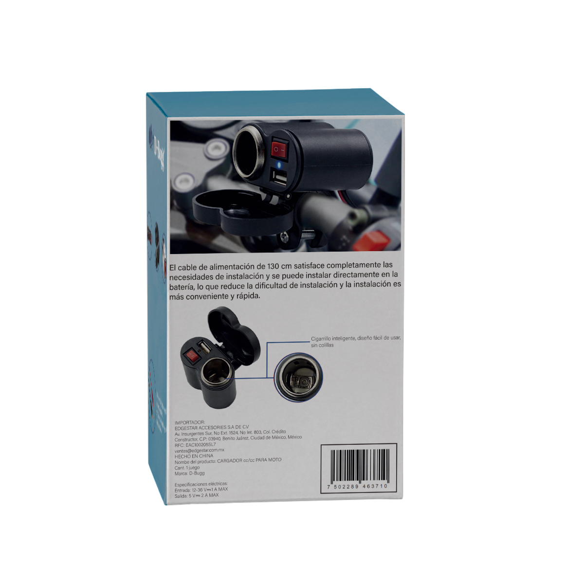 Adaptador de encendedor para moto D-bugg