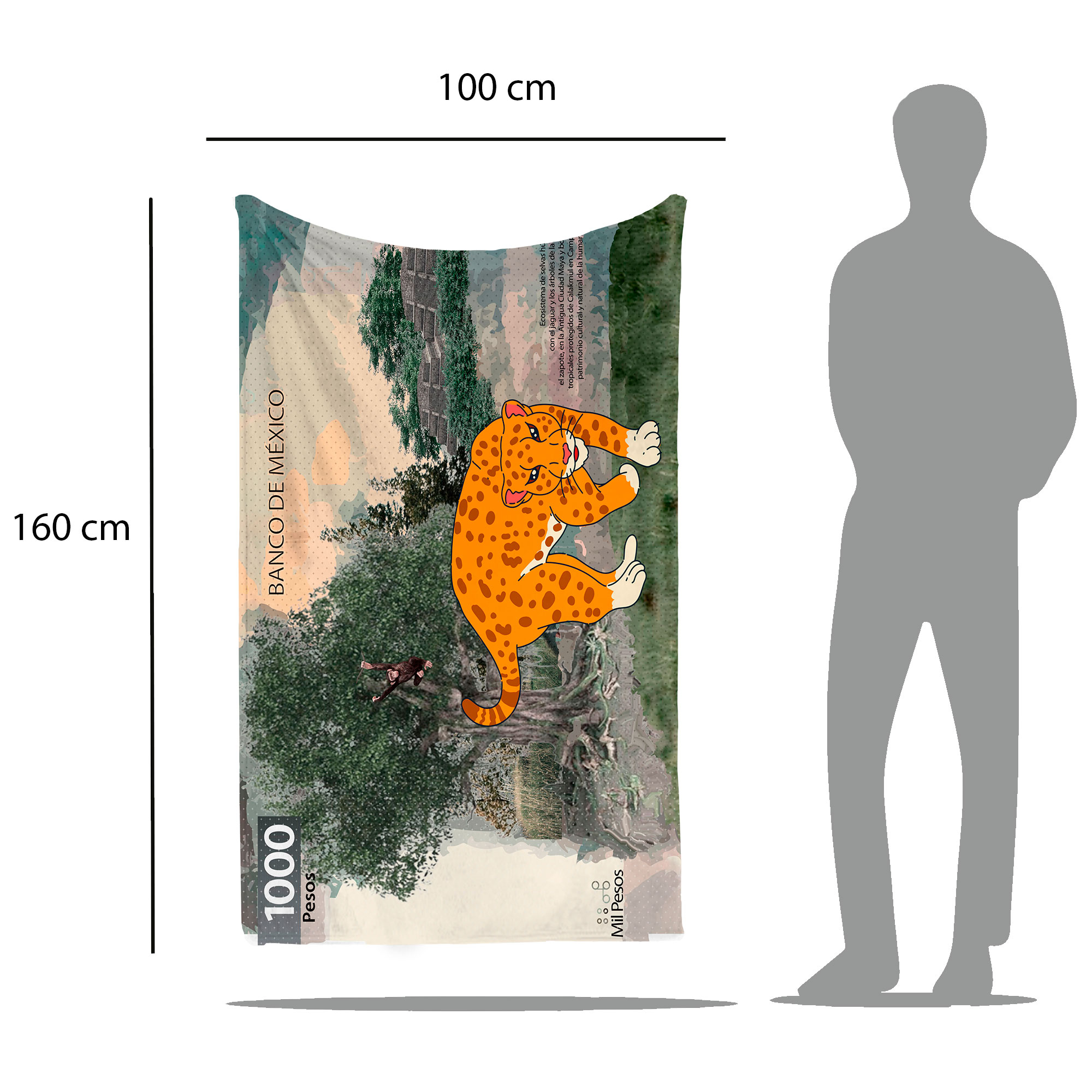 Cobija Manta Frazada Diseño de Billete de 1000 Jaguar Mil Ultra Suave y Ligera de Alta Calidad