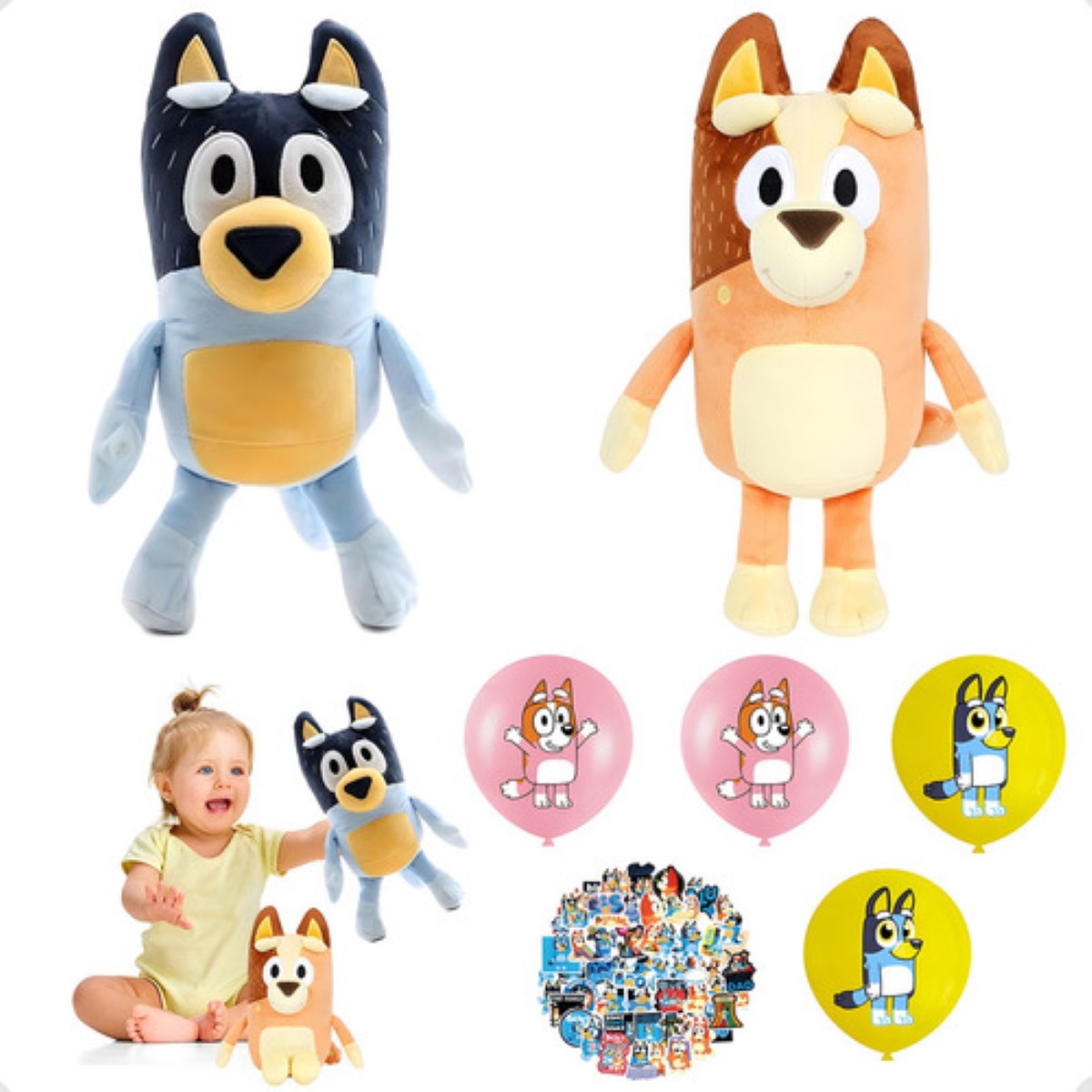 2 Piezas Bluey Familia Bluey Bingo Peluche Mamá y papá