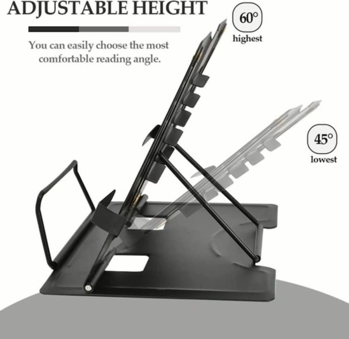 Soporte Portátil Para Libros De Lectura De Metal Plegable negro