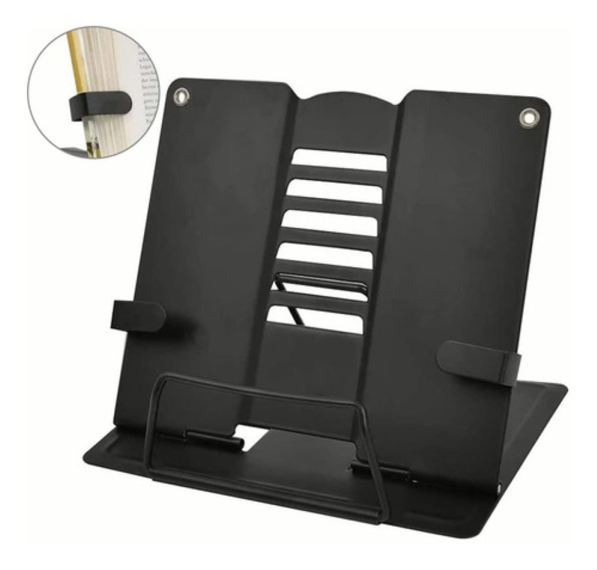 Grathia - Soporte de libro ajustable para lectura, con clips de página