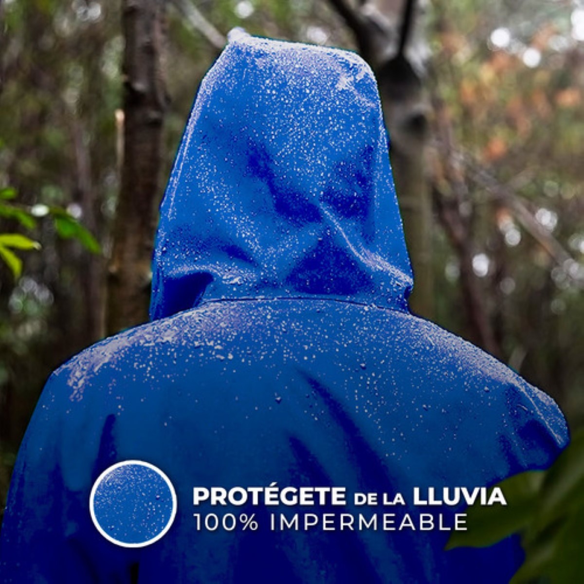 Capa Impermeable Portátil Para Lluvia Tipo Manga Con Capucha azul marino