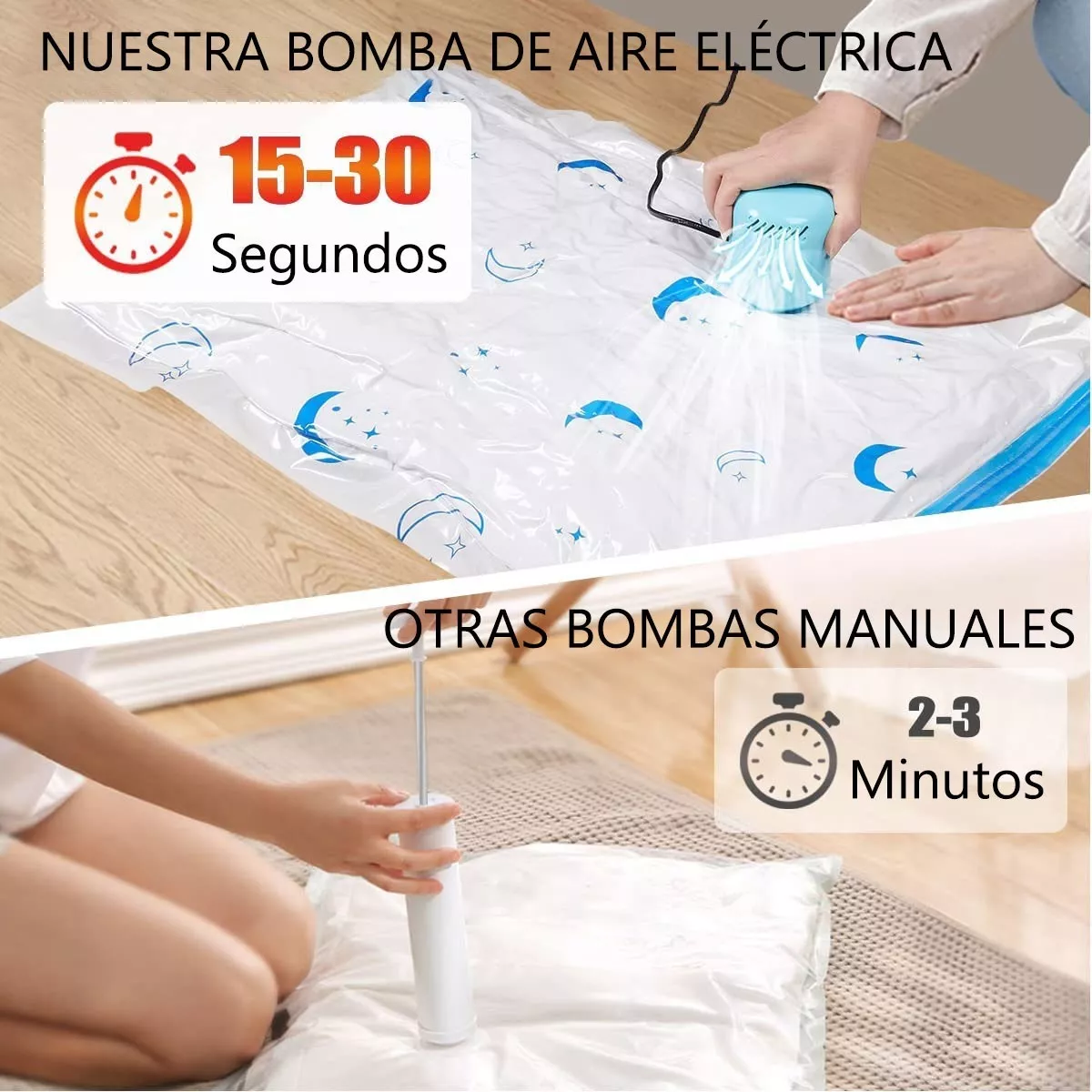 Bolsas De Vacío Para Ropa Con Bomba Eléctrica, 12 Pzs