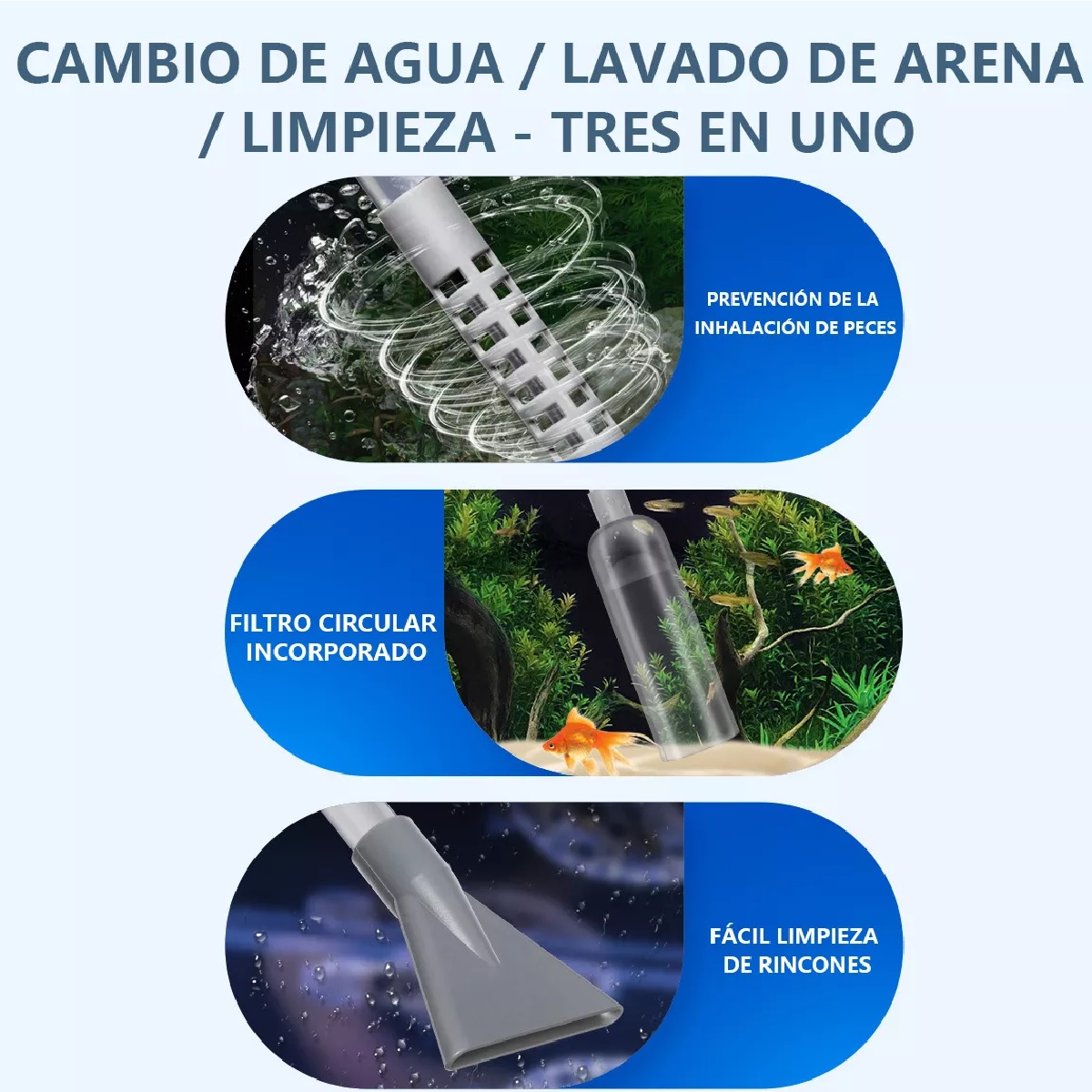  Kit De 6 En 1 Sifon Manual Para Acuarios Pecera Lava Grava