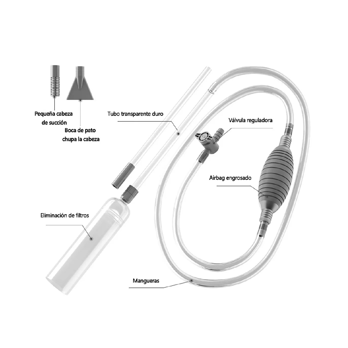  Kit De 6 En 1 Sifon Manual Para Acuarios Pecera Lava Grava