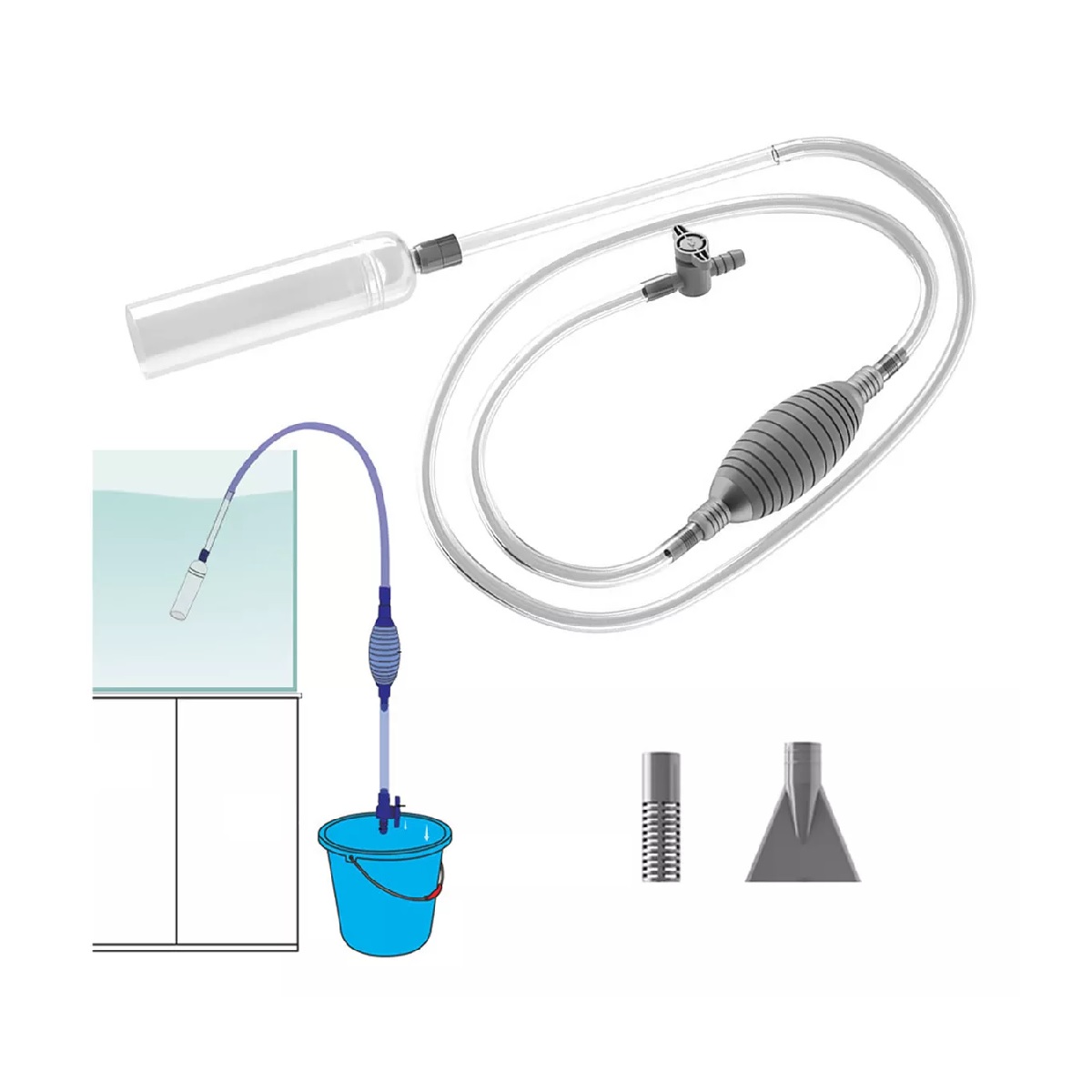  Kit De 6 En 1 Sifon Manual Para Acuarios Pecera Lava Grava