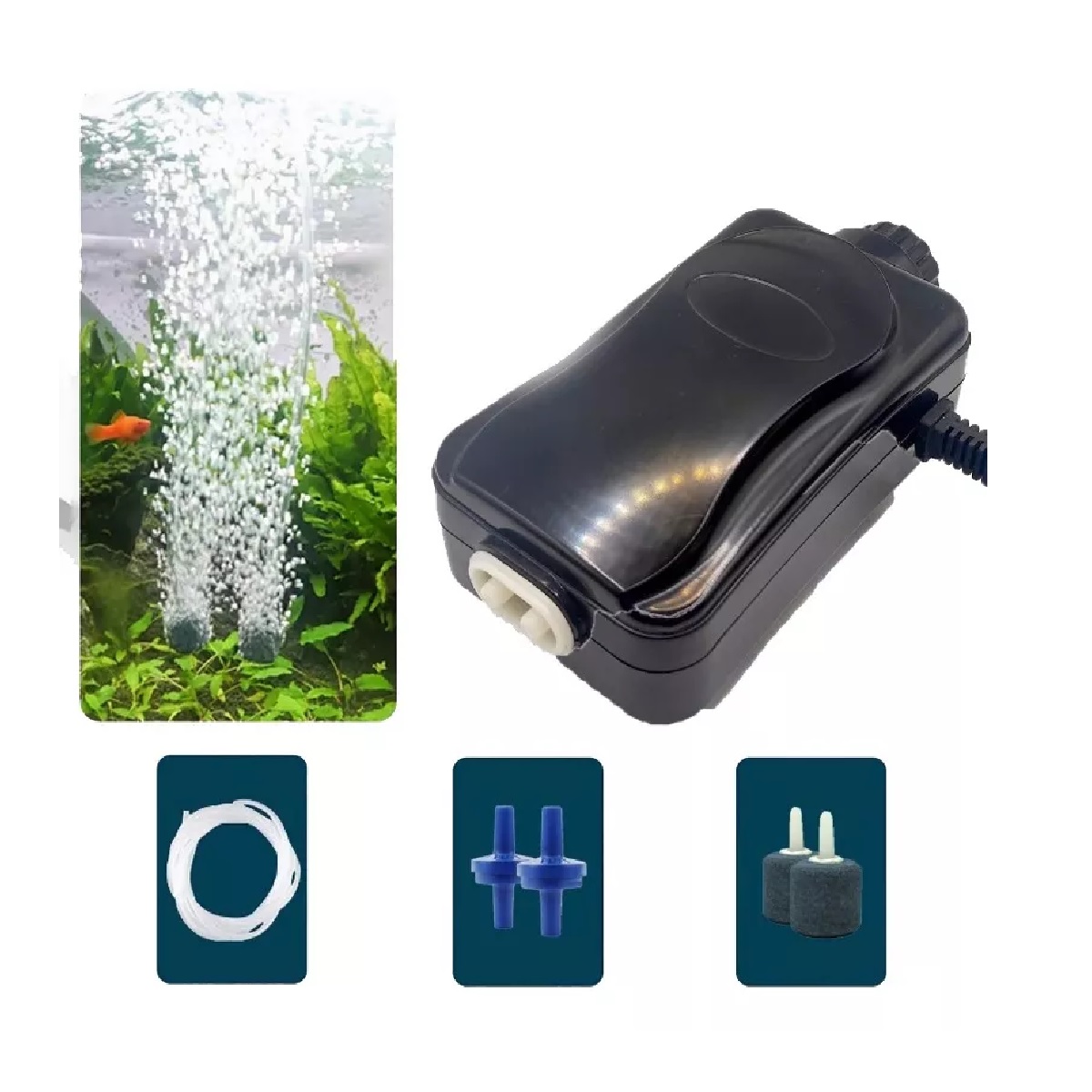 Bomba De Aire Peces Pecera Acuario 2 Salidas 180l/h