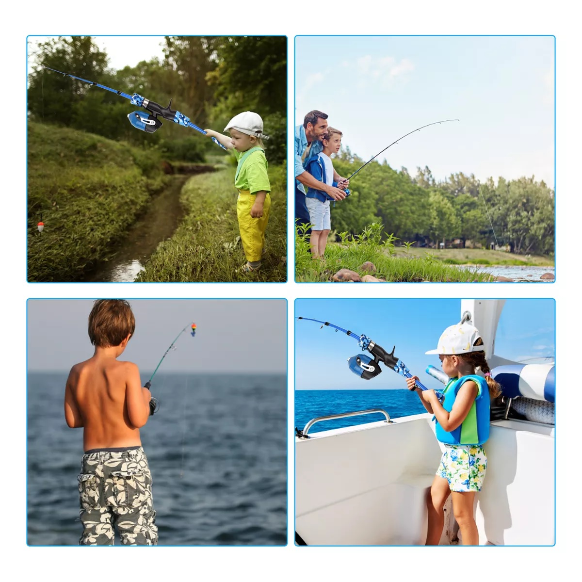 Kit Completo De Caña Y Carrete De Pesca Para Niños 1.5m