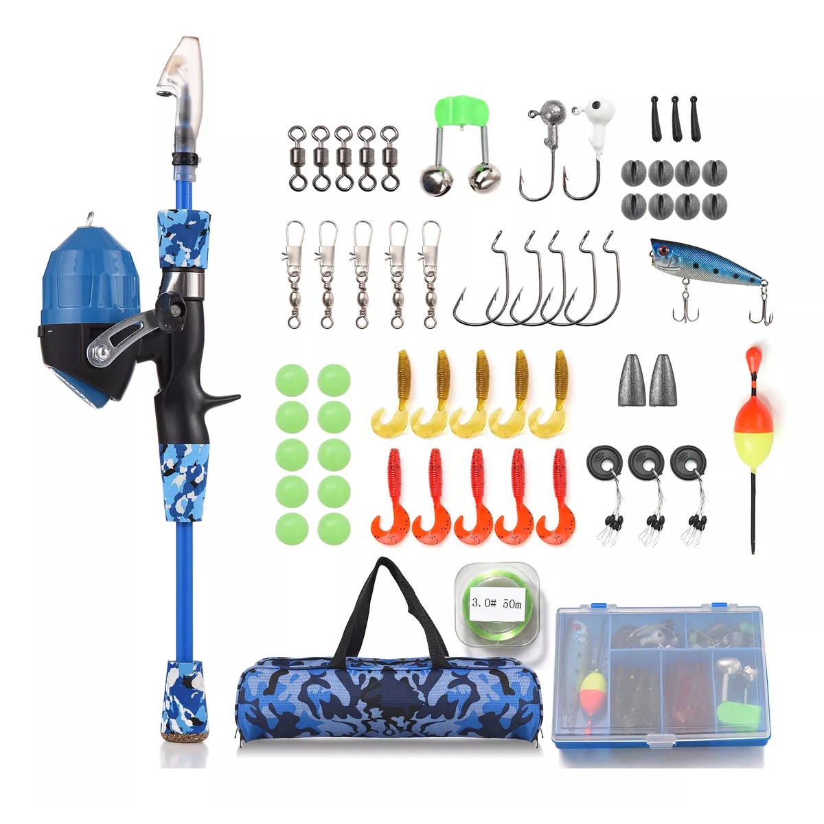 Kit Completo De Caña Y Carrete De Pesca Para Niños 1.5m