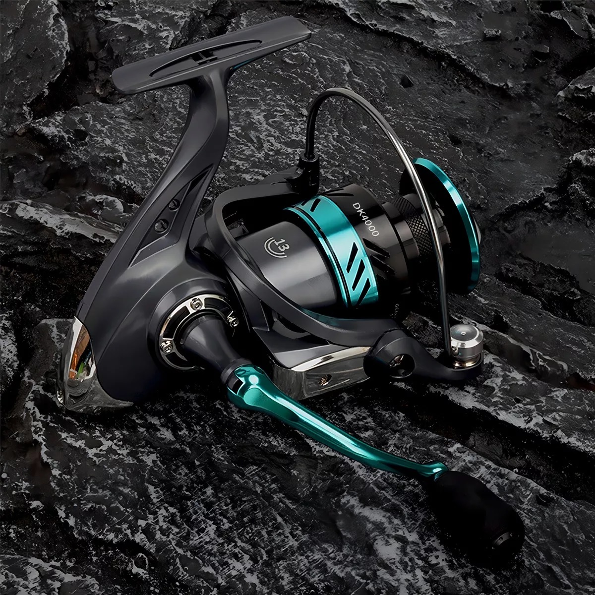Carrete Pesca Ligero Rueda Giratoria Rápida Dk4000 Color Negro