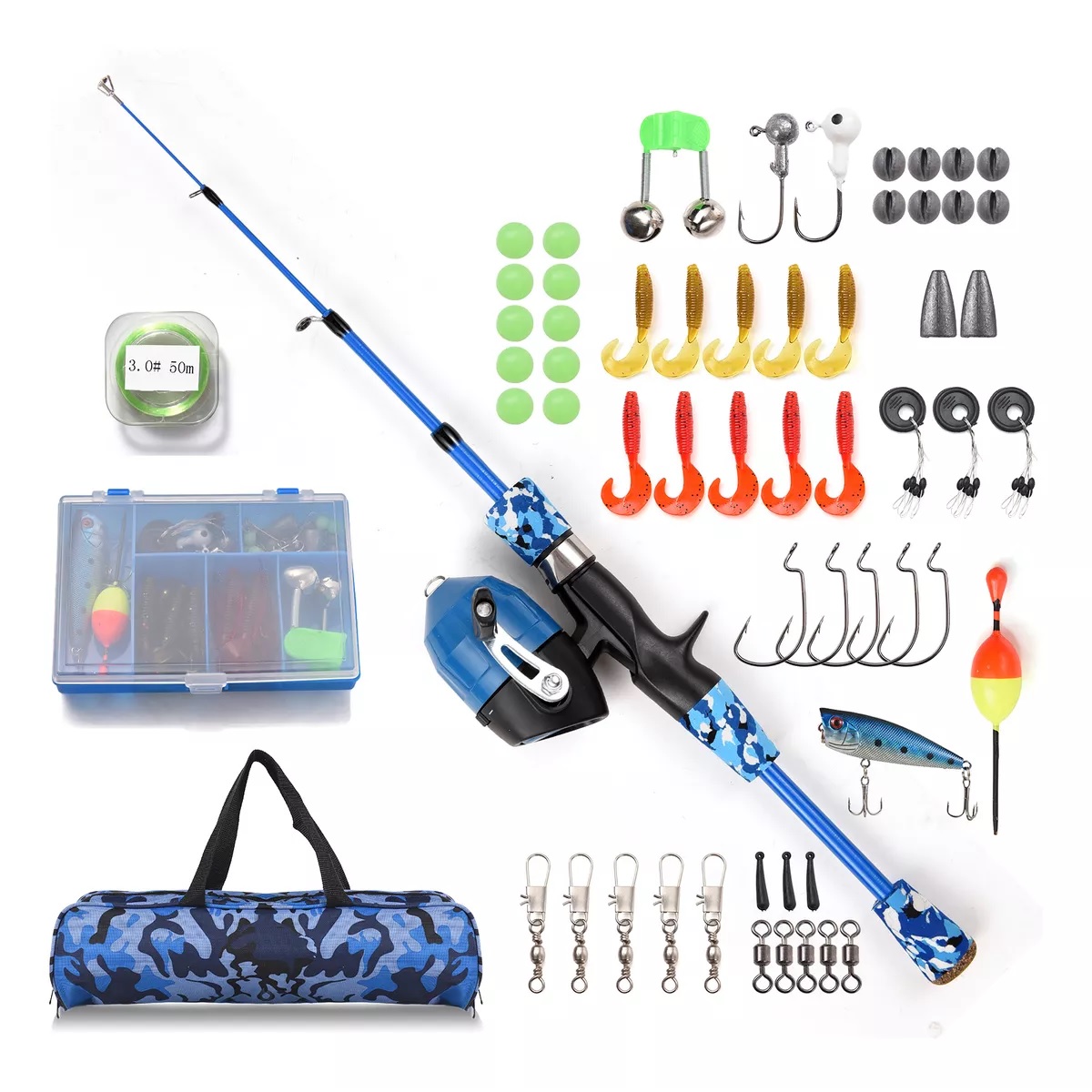 Kit Completo De Caña Y Carrete De Pesca Para Niños 1.5m