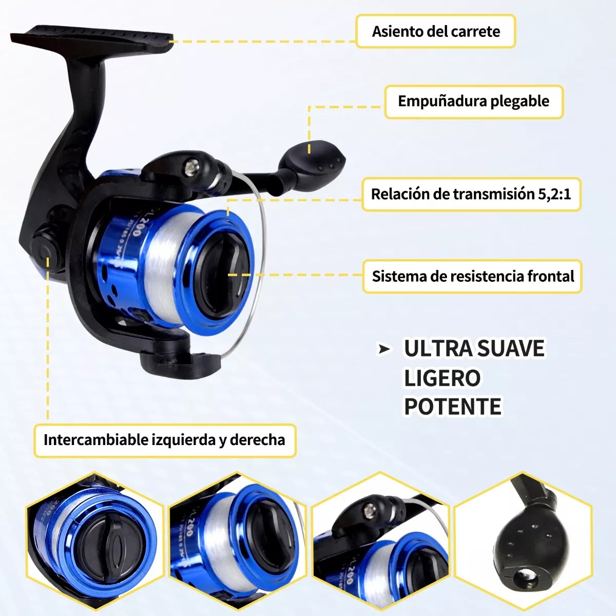 Combo 1.8m Caña De Pescar Accesorios Para Pesca Con Señuelo 