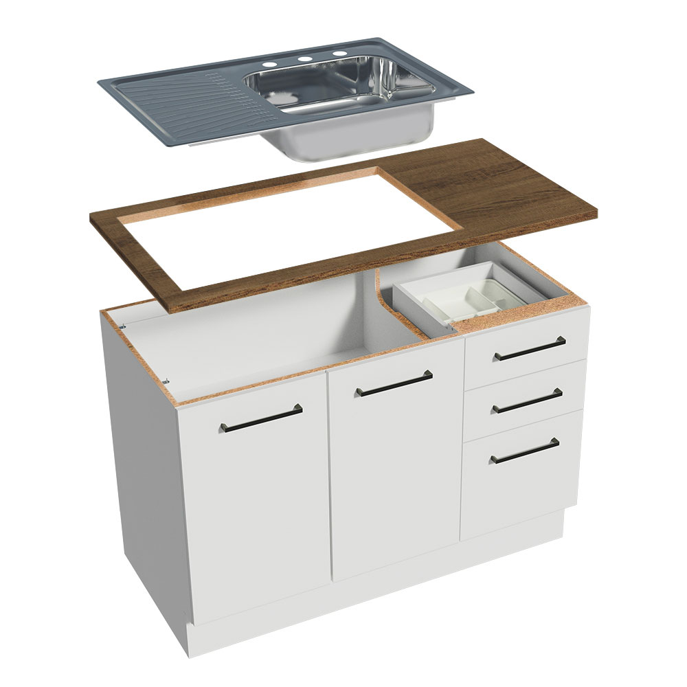 Mueble de Cocina Encimera con Tarja de Inox Luna 120cm 01