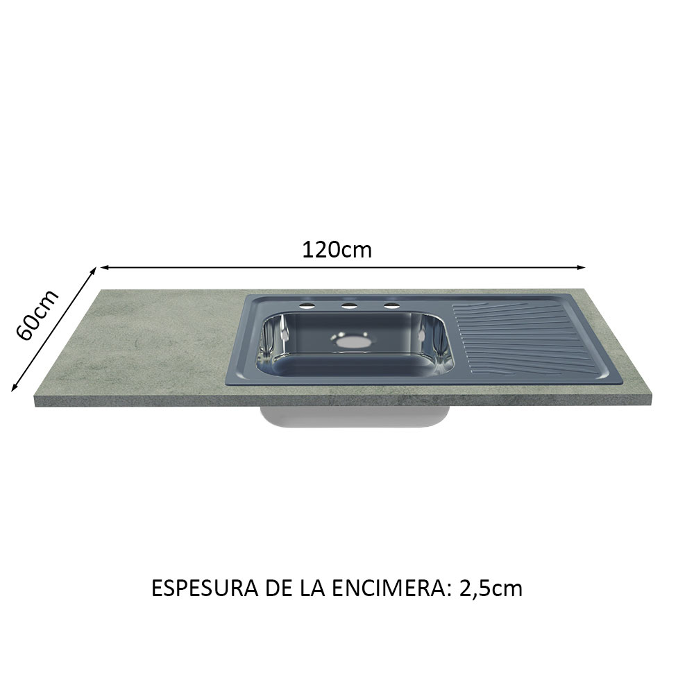 Mueble de Cocina Encimera con Tarja de Inox Luna 120cm 02