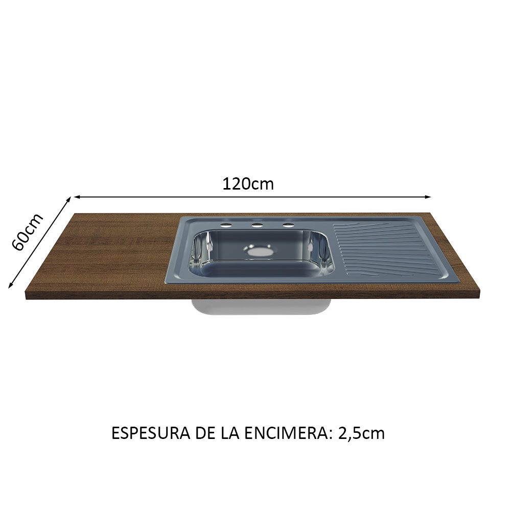 Mueble de Cocina Encimera con Tarja de Inox Luna 120cm 01