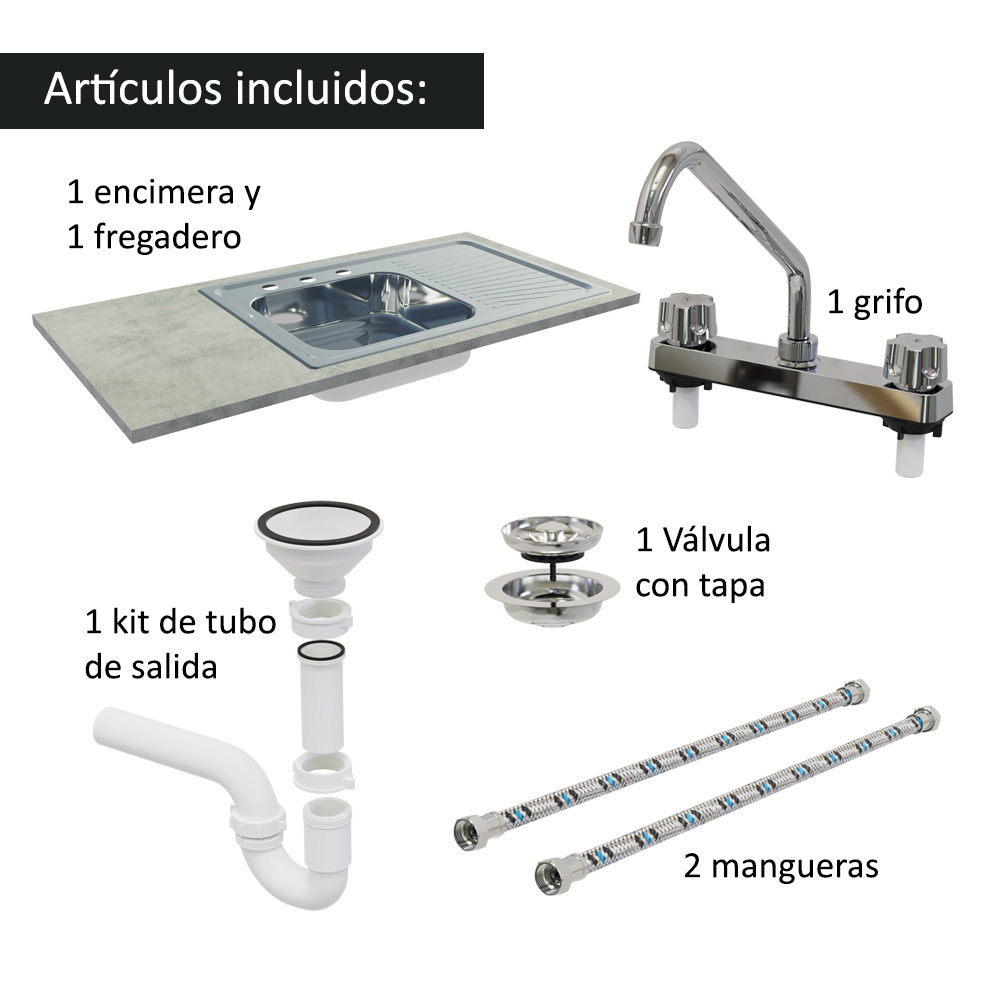 Mueble de Cocina Encimera con Tarja de Inox Luna 120cm 02