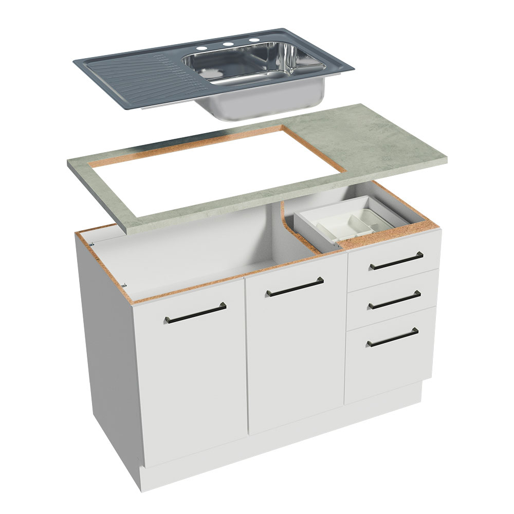 Mueble de Cocina Encimera con Tarja de Inox Luna 120cm 02