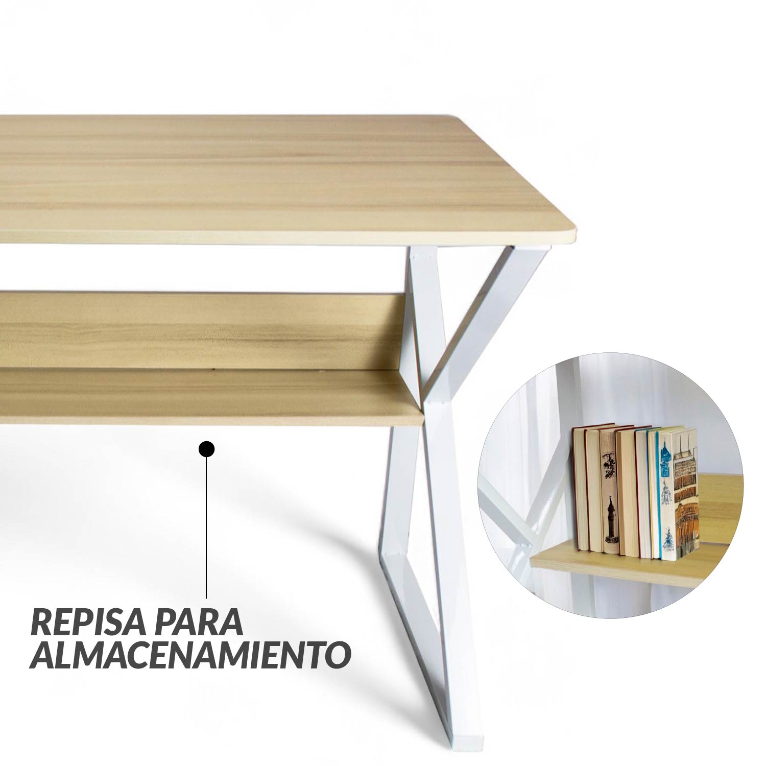 Ilios Innova Escritorio para computadora Estilo Minimalista (Maple)