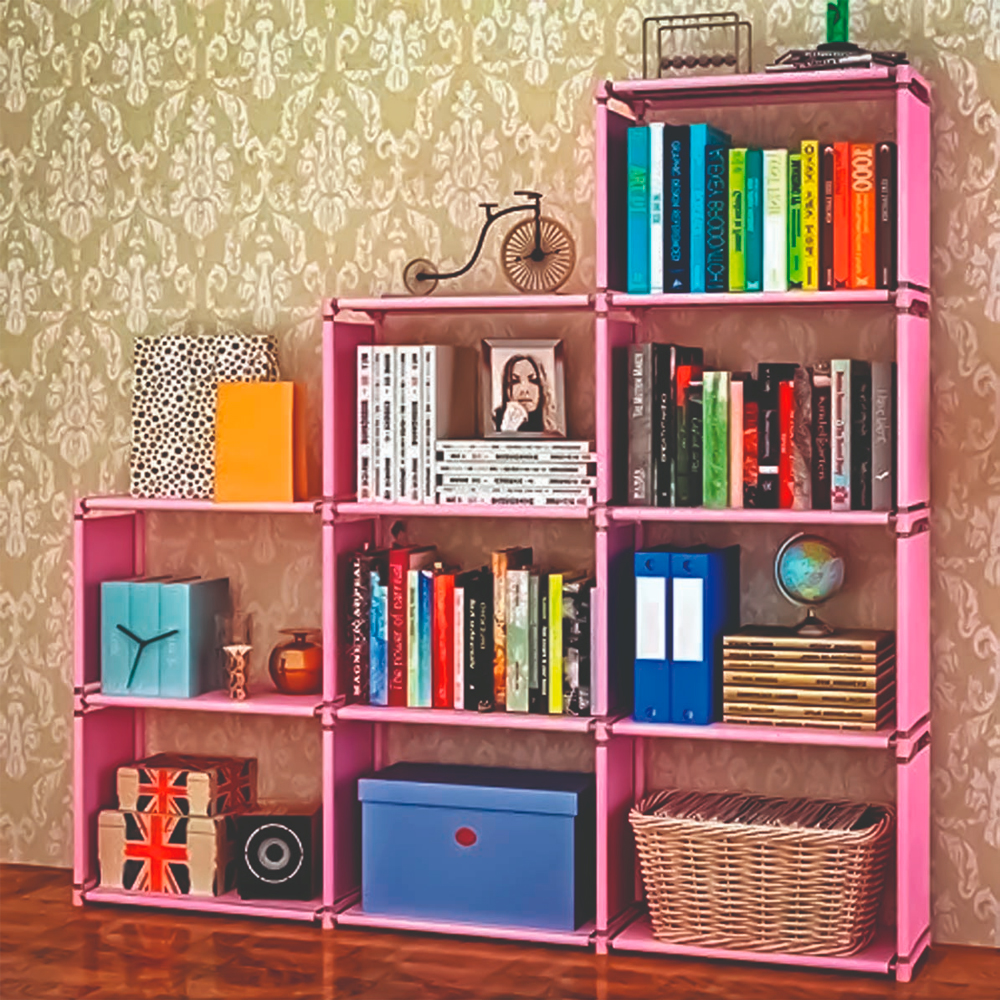 Librero Armable Ilios Innova 8 Cubos Color Rosa