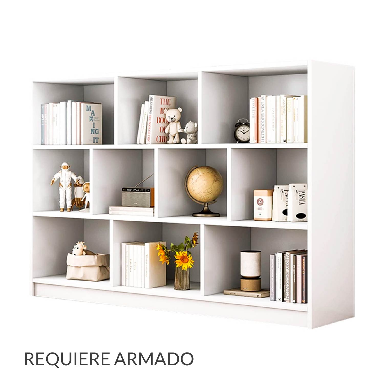 Ilios Innova Organizador de 10 Cubos, librero para Sala, Estancia, Oficina o estudio Estante Multifuncional Elegante librero minimalista.