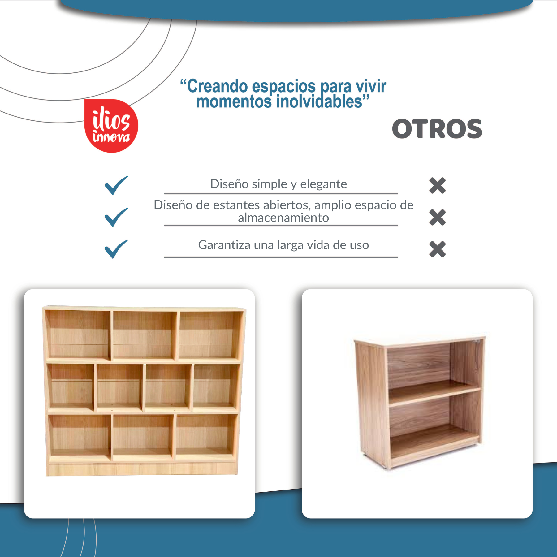 Ilios Innova | Organizador de 10 Cubos | Librero para Sala Estancia u Oficina | Estante Multifuncional