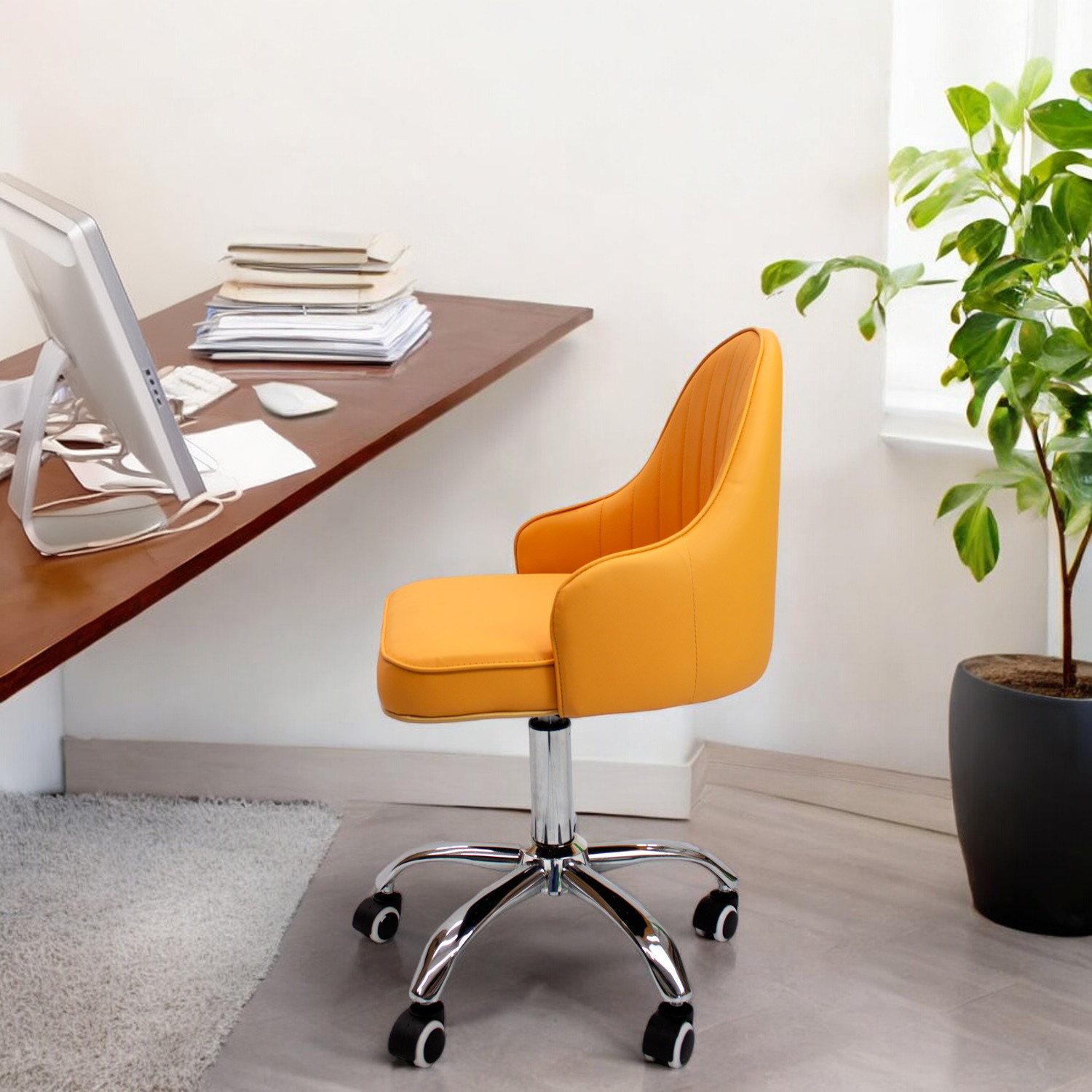 Ilios Innova | Elegante Silla para Oficina Tokio Naranja | Silla Ajustable y Cómoda para Home Office | Silla con ruedas | Sillas de escritorio
