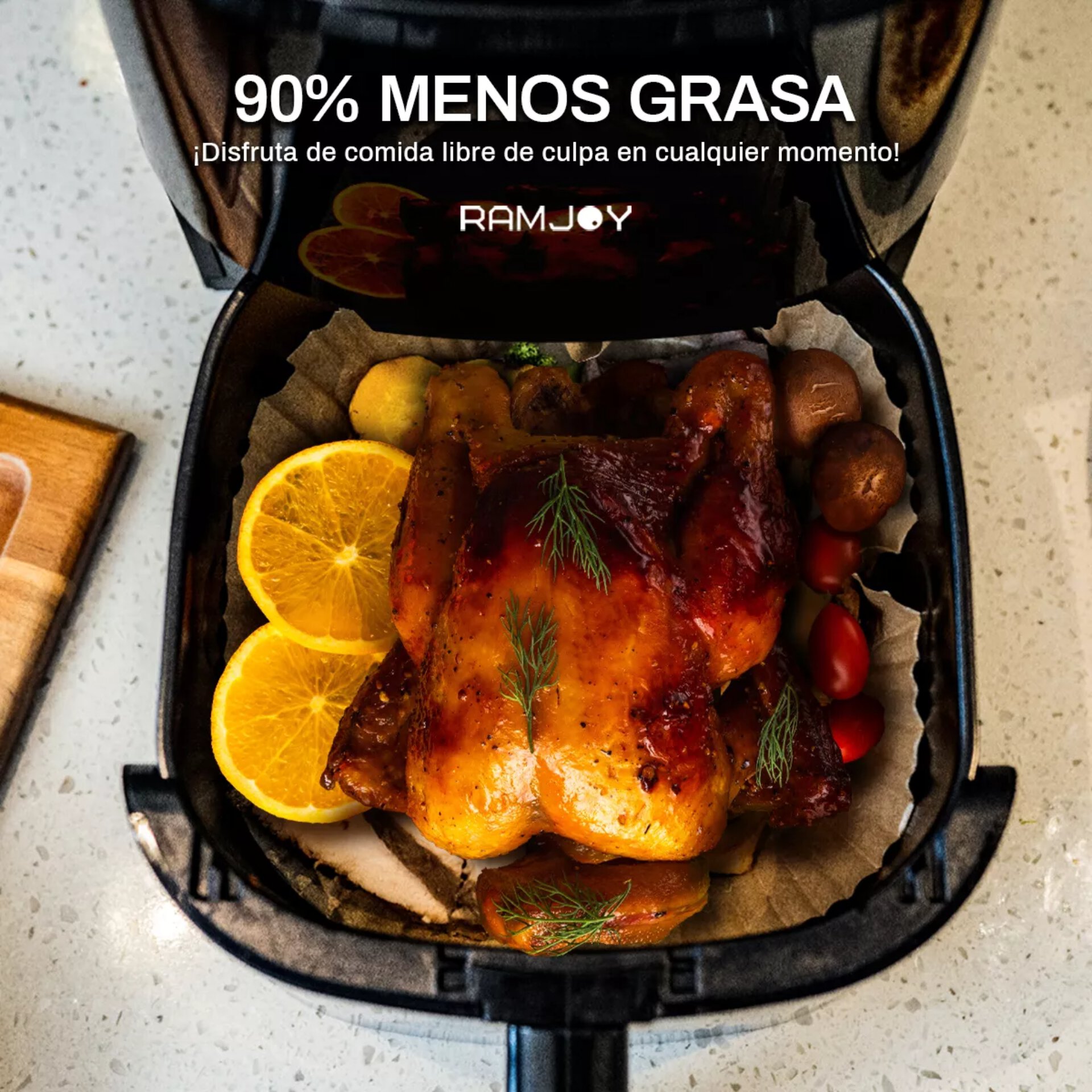Ramjoy RAF-350 freidora de aire de 3.5L de galón compacta color negro