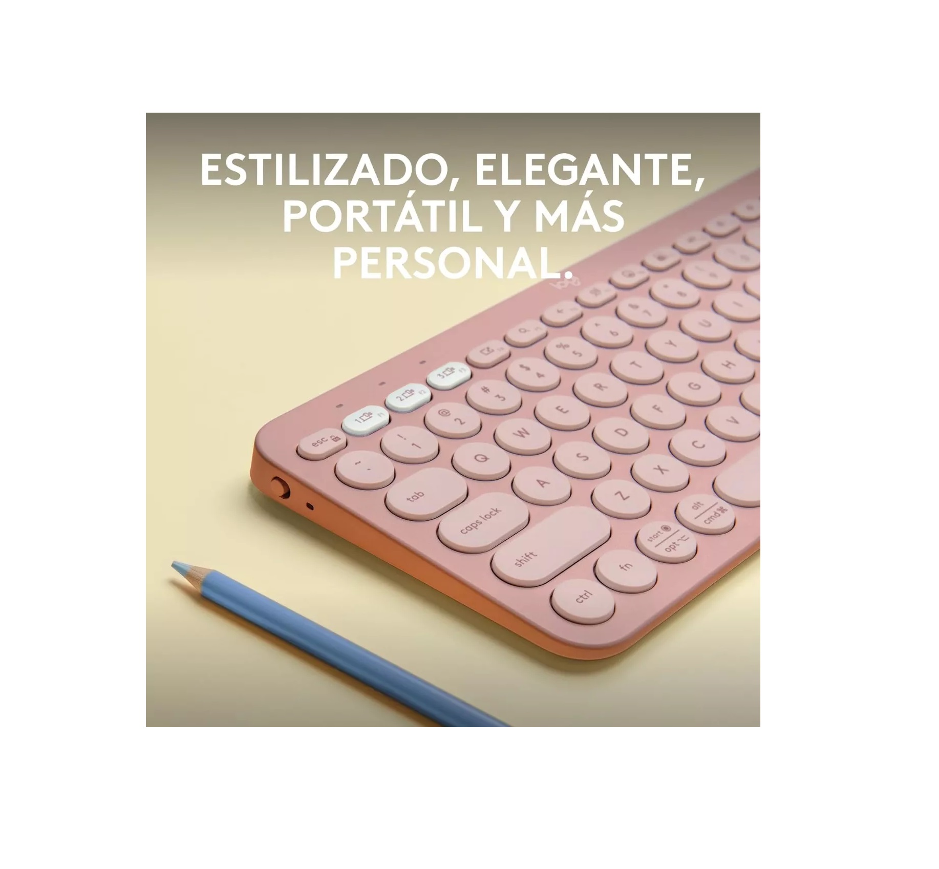 Teclado Bluetooth Logitech Modelo: Pebble Keys 2 k38OS,  Qwerty Español Color Rosa  