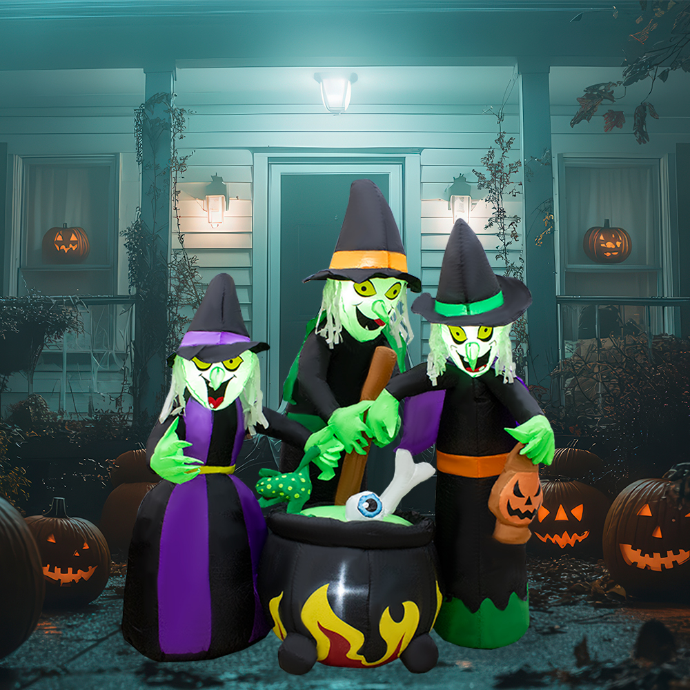 Inflable De Halloween Brujas en Caldero 1.8mts Con Luz Decorativo Exterior