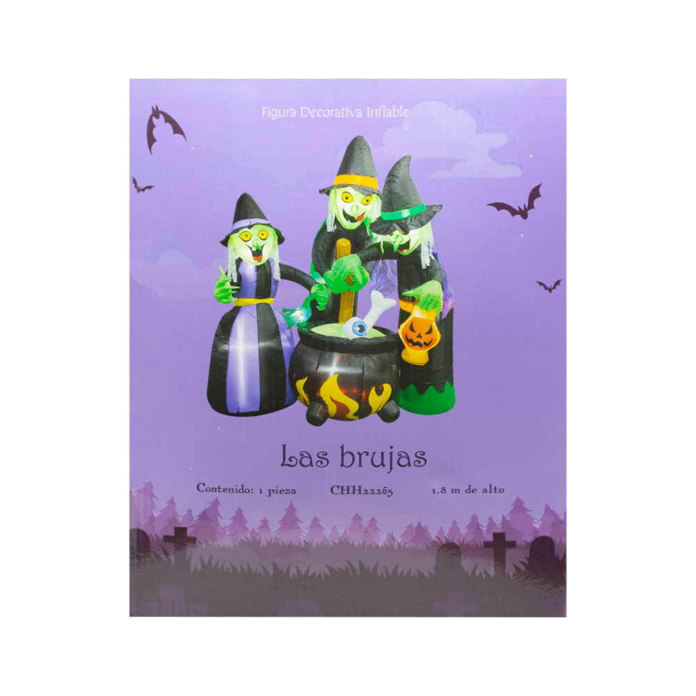 Inflable De Halloween Brujas en Caldero 1.8mts Con Luz Decorativo Exterior