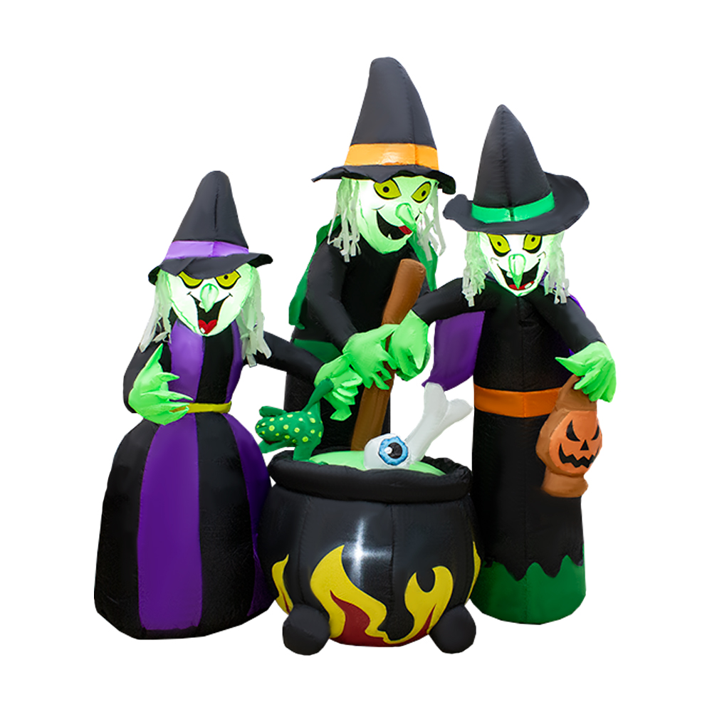 Inflable De Halloween Brujas en Caldero 1.8mts Con Luz Decorativo Exterior