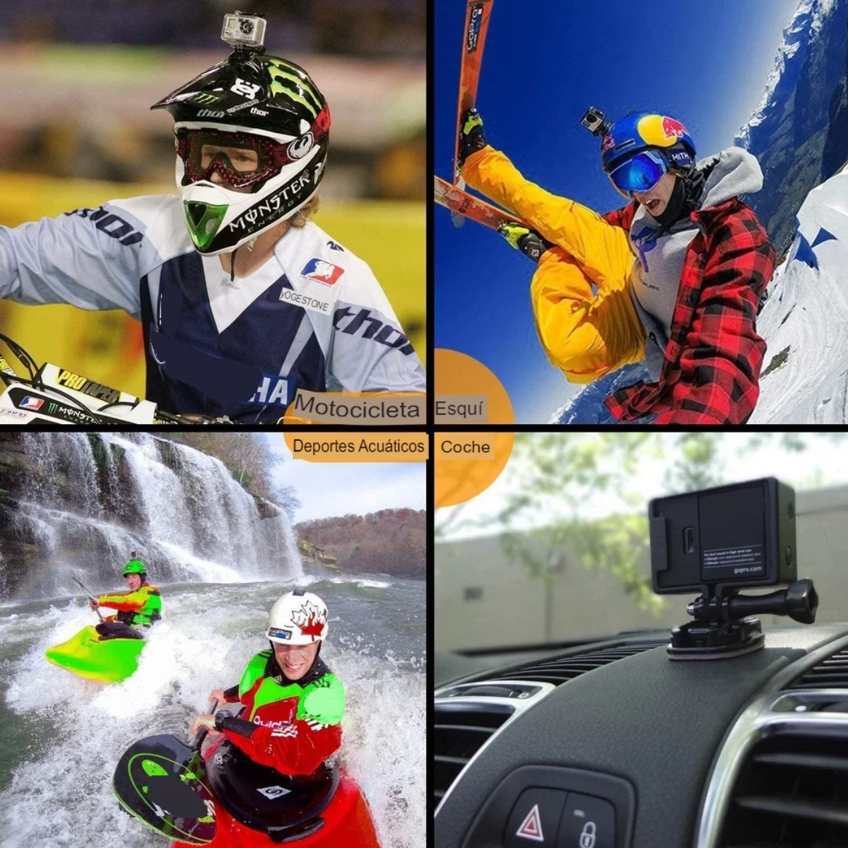 BASE SOPORTE PEGATINA CAMARA DEPORTIVA CASCO MOTO BICI AUTO GoPro MONTAJE SEGURO PLANA CURVO 3M