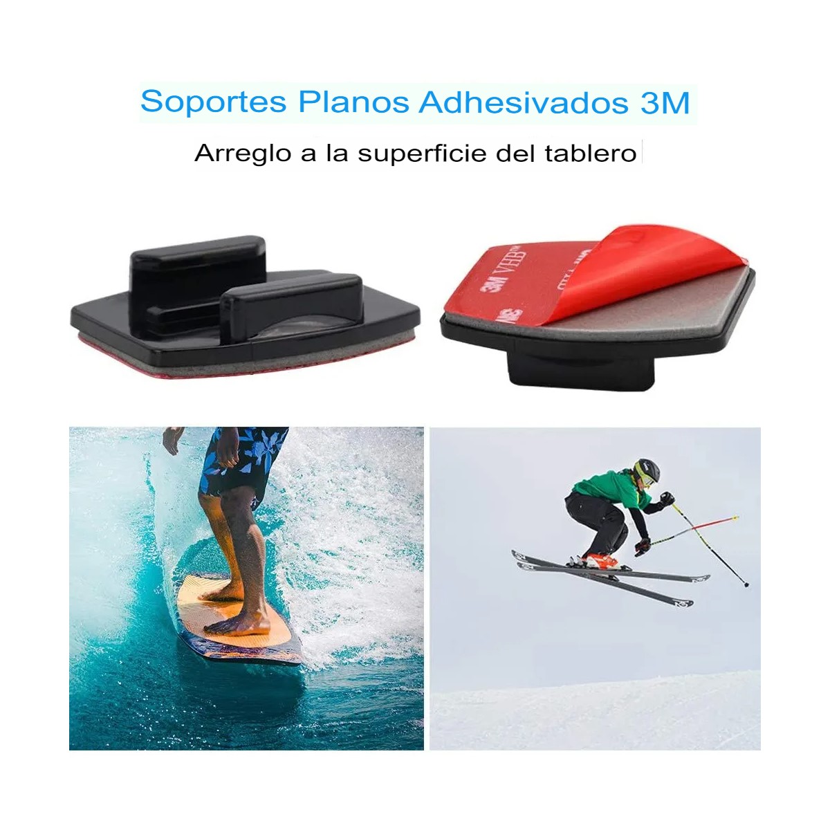 BASE SOPORTE PEGATINA CAMARA DEPORTIVA CASCO MOTO BICI AUTO GoPro MONTAJE SEGURO PLANA CURVO 3M