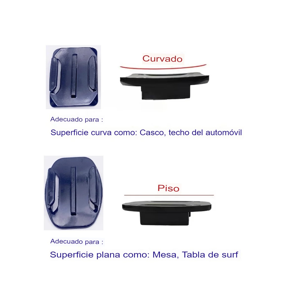 BASE SOPORTE PEGATINA CAMARA DEPORTIVA CASCO MOTO BICI AUTO GoPro MONTAJE SEGURO PLANA CURVO 3M