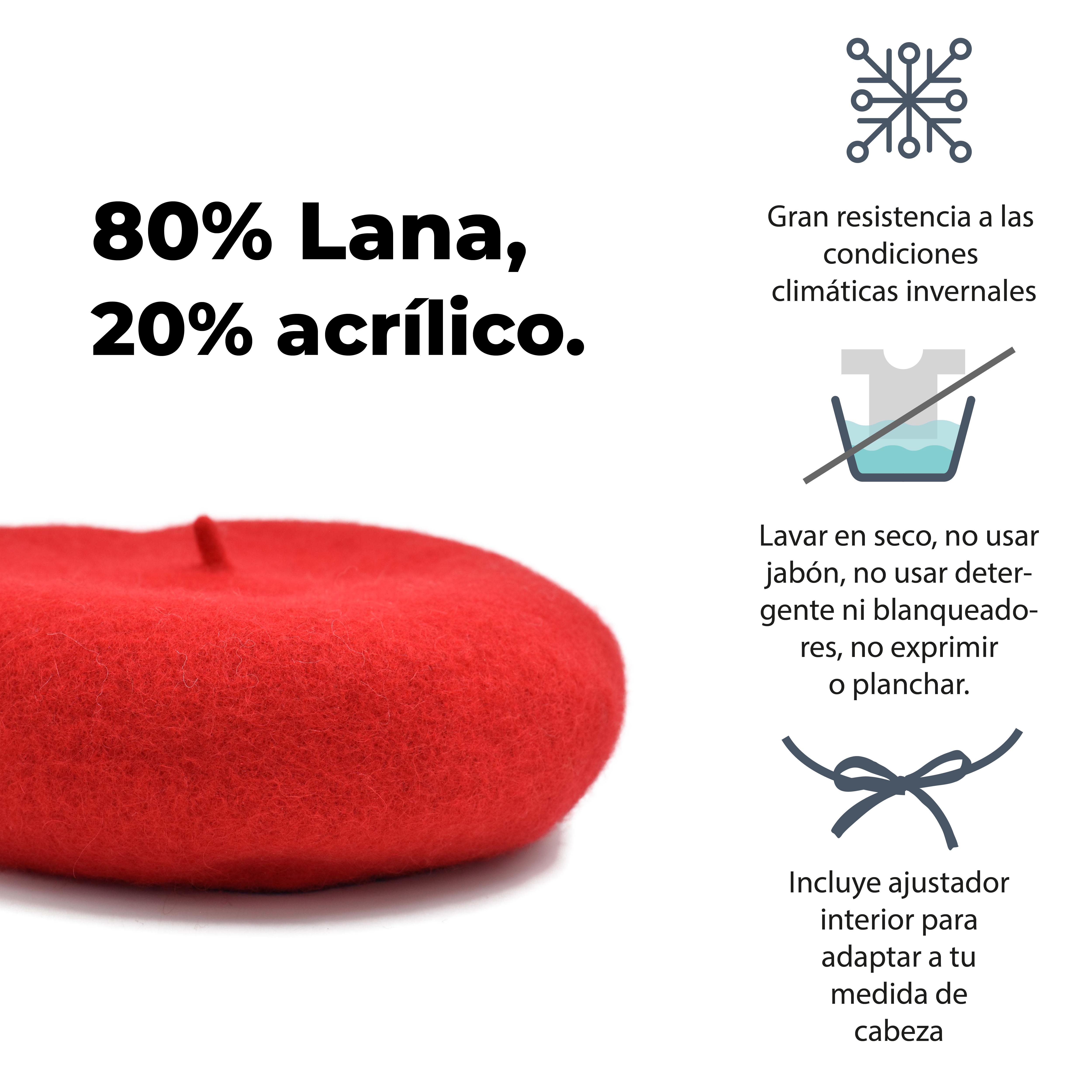 Boina Francesa de Lana Color Rojo 