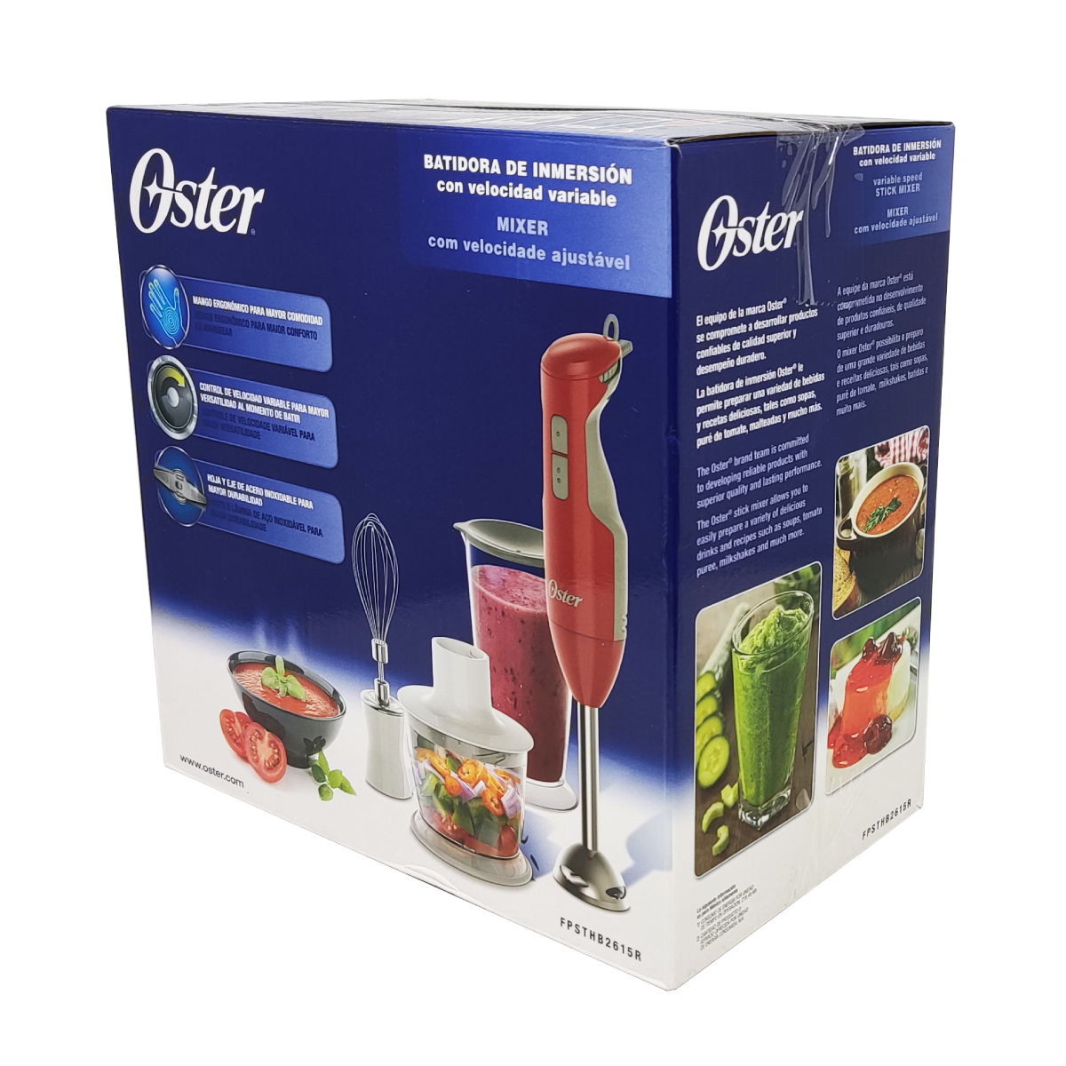 Batidora De Inmersión Con Accesorios Roja Oster FPSTHB2615R