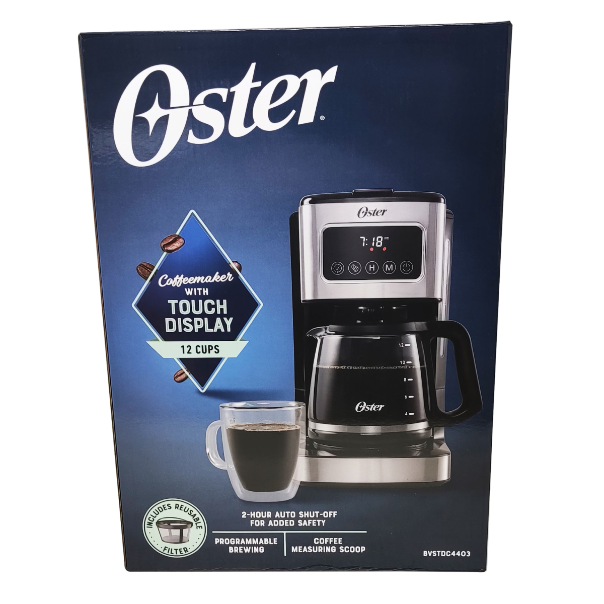 Cafetera Programable 12 Tazas con Pantalla Programable Oster BVSTDC4403