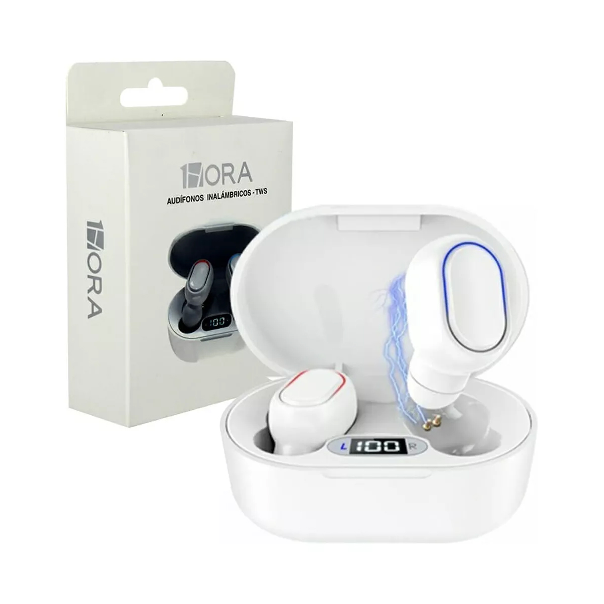 Audífonos In-ear Inalámbricos 1hora Negro Bluetooth BLANCO/NEGRO