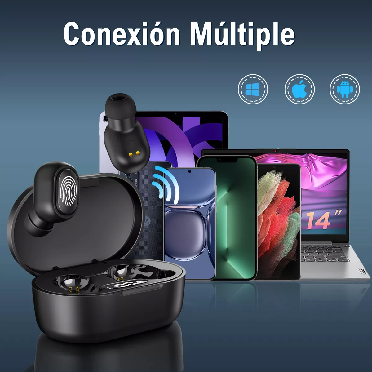 Audífonos In-ear Inalámbricos 1hora Negro Bluetooth BLANCO/NEGRO