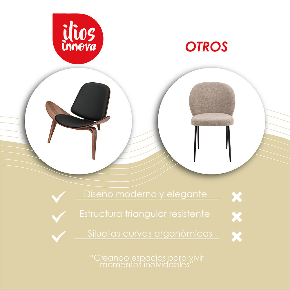 Silla Shell Concha Ilios Innova Negra