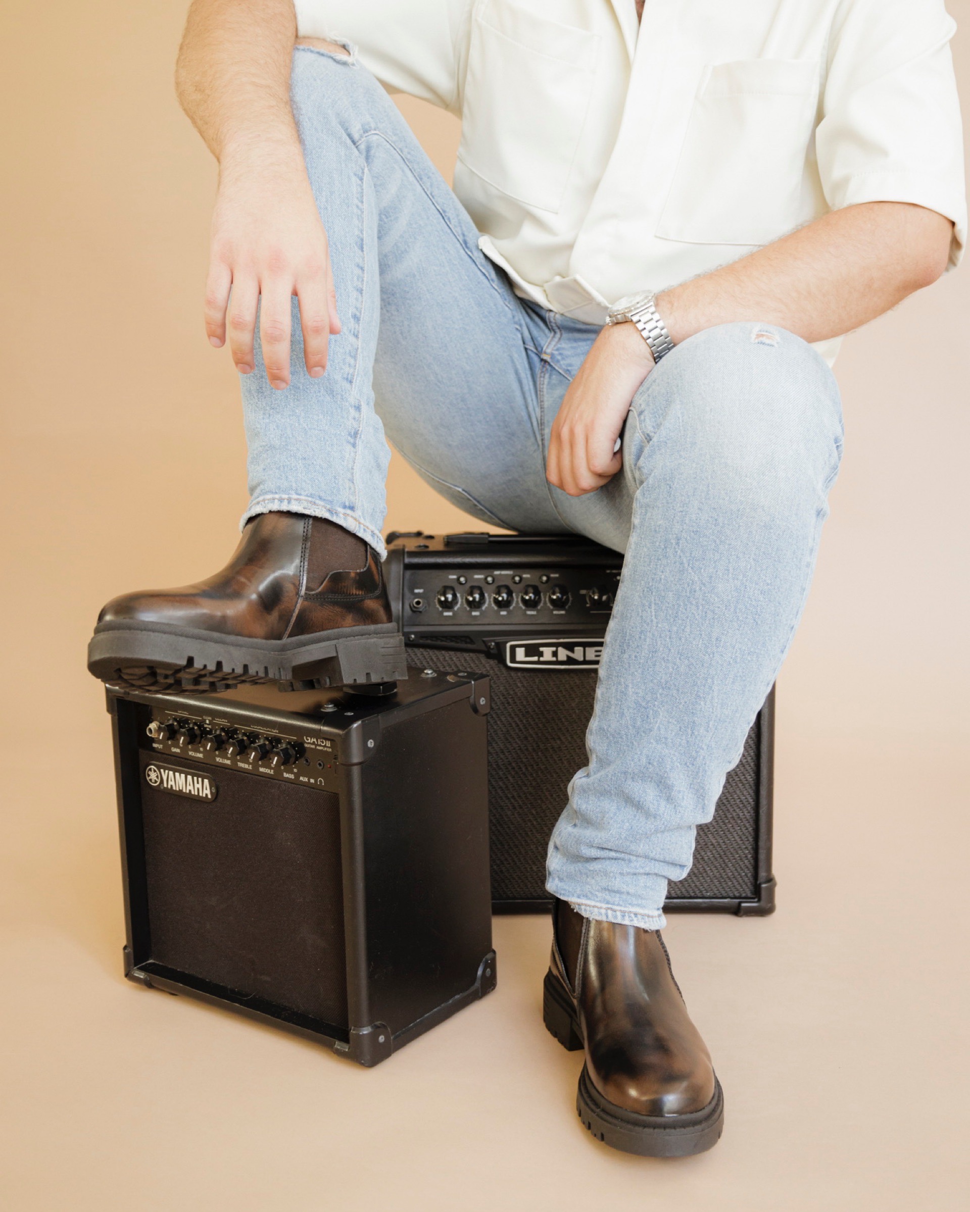 Bota Chelsea de Piel Café para Hombre con Suela Chunky Dasalo