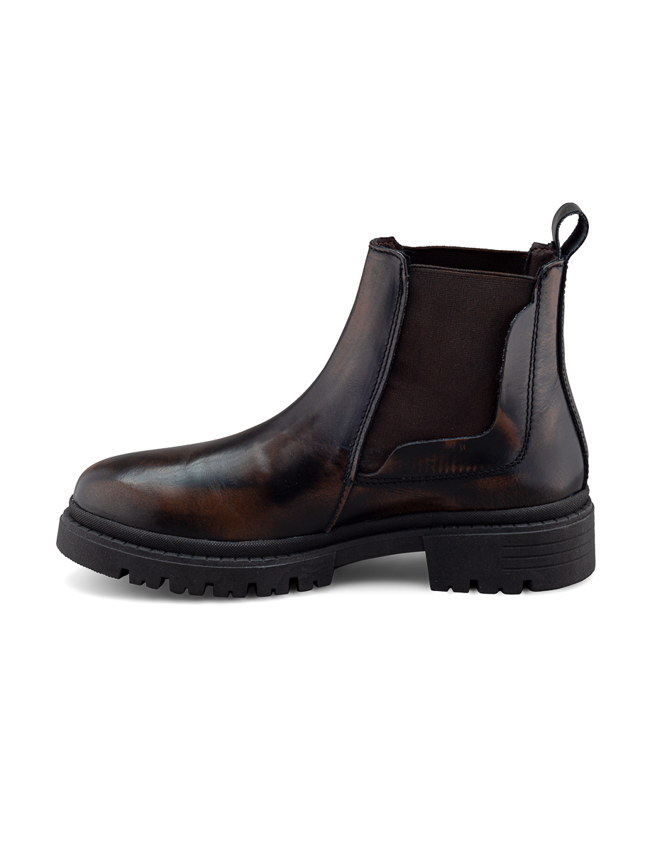 Bota Chelsea de Piel Café para Hombre con Suela Chunky Dasalo