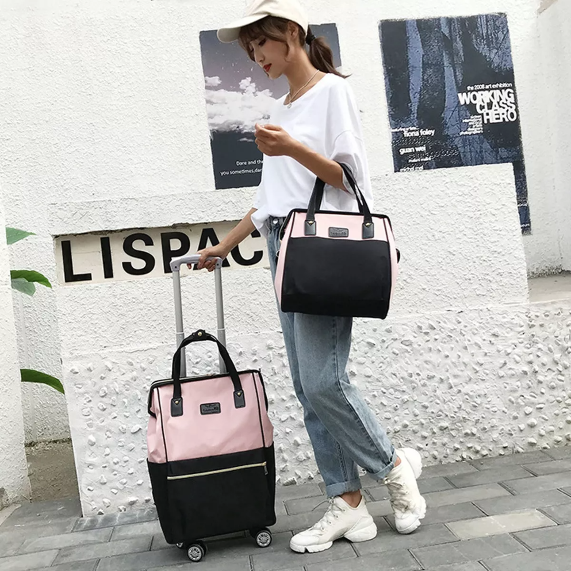 Set 2 Maleta Con 4 Ruedas Mano 20in 15kg Mochilas Escolares De Viaje Bolsa Aprobado Por Avión Impermeable Para Laptop 15.6 Pulgadas Backpack Totebag