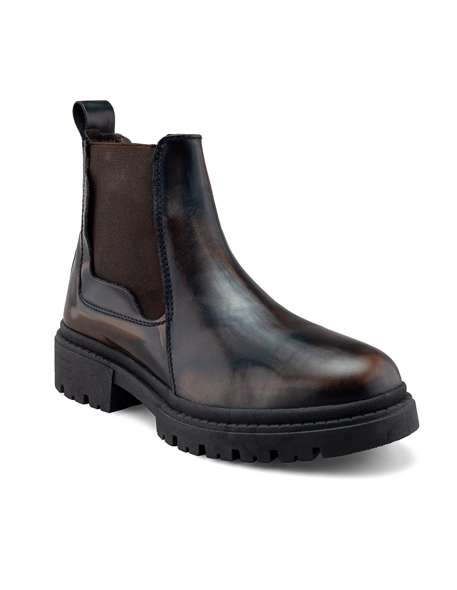 Bota Chelsea de Piel Café para Hombre con Suela Chunky Dasalo