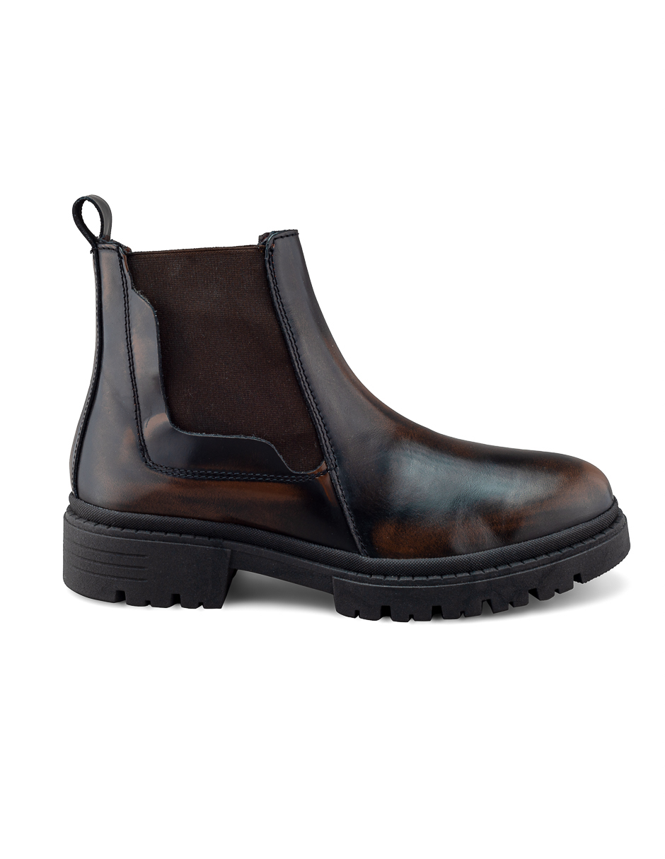 Bota Chelsea de Piel Café para Hombre con Suela Chunky Dasalo